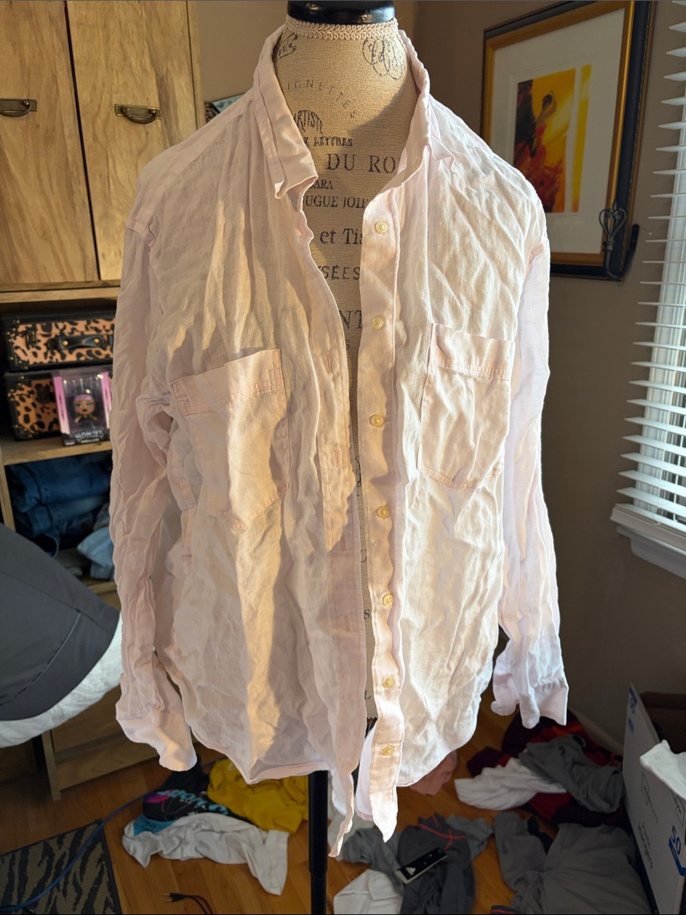 Light Pink GAP Linen Button-Up Shirt - XXL